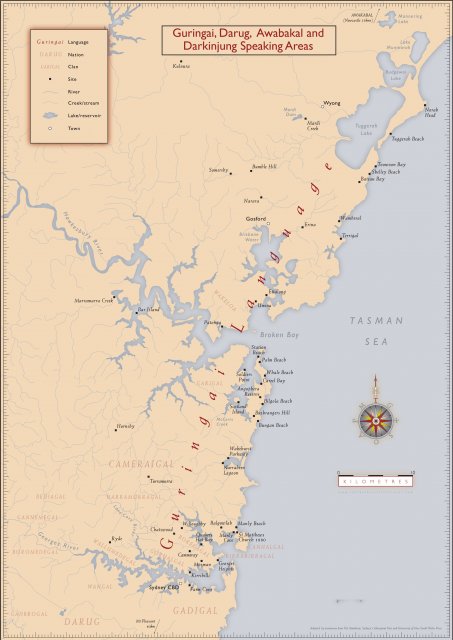 Guringai, Darkinjung and Daruk speaking areas